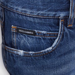 DOLCE GABBANA Martini mid blue distressed cotton denim jeans IT48 M