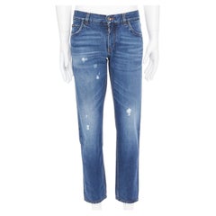 DOLCE GABBANA Martini mid blue distressed cotton denim jeans IT48 M