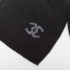 CHANEL quilted pattern silk bow floral cc logo hair tie scrunchie accessory