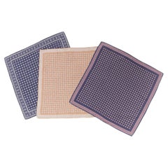 BRUNELLO CUCINELLI Set Of 3 silk polka dot houndstooth printed pocket square