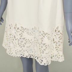 VALENTINO 2018 Bridal Couture Crepe macrame lace hem short sleeve dress IT40 S