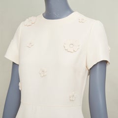 VALENTINO 2017 Bridal Crepe Couture ivory 3D floral applique cocktail dress IT40