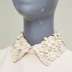 VALENTINO 2014 Bridal Crepe Couture detachable leather petal collar dress IT40 S