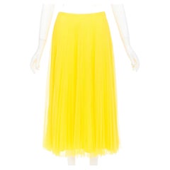 RALPH LAUREN PURPLE LABEL yellow pleated mesh silk lined midi skirt XS US0
