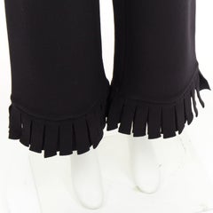 ALAIA black wool blend fringed hem low waist flare leg knitted dress pants FR36