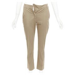 VALENTINO – hellbraune Hose aus Baumwollmischung, schmale Beine, knöchellang, mit Schrägeinschnitten und Pattentaschen, IT36, XXS