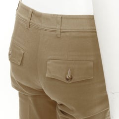 VALENTINO – hellbraune Hose aus Baumwollmischung, schmale Beine, knöchellang, mit Schrägeinschnitten und Pattentaschen, IT36, XXS