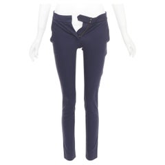 STELLA MCCARTNEY navy cotton blend zip fly tapered cigarette trousers IT 38 XS