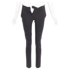 STELLA MCCARTNEY black cotton blend slash pockets cigarette trousers IT38 XS