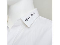 DIOR HOMME white cotton black scribble embroidered collar dress shirt EU39 M