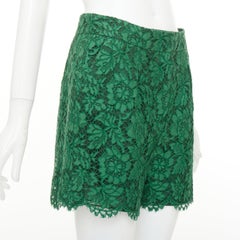 VALENTINO heavy floral guipure lace silk lined high waist mini shorts IT44 L