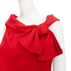 VALENTINO virgin wool silk asymmetric bow collar shift cocktail mini dress US6 S