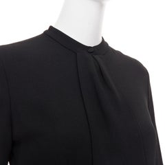 SAINT LAURENT 2013 pussy bow long sleeve flared button placket mini dress FR36 S