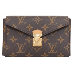 LOUIS VUITTON 2024 Metis brown monogram coated canvas S lock makeup pouch bag