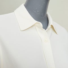 ANINE BING off white relaxed cuffed short sleeve viscose blend shirt XS