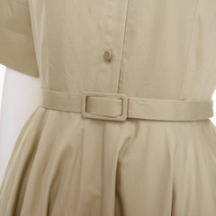 CO COLLECTIONS Essentials khaki cotton poplin belted asymmetric flared dress XS