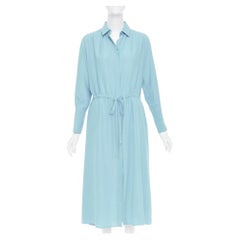 JOSEPH powder silk drawstring waist long sleeve button front shirt dress FR34 XS