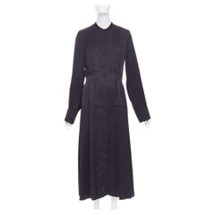 JIL SANDER W Dress 1 Viscose pleated long sleeve button front shirt dress FR32