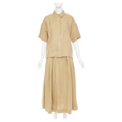 MARA HOFFMAN 2022 sand hemp utility short sleeve shirt midi skirt set XS