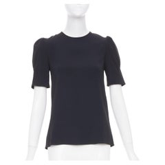 STELLA MCCARTNEY black puff short sleeve structured viscose blend top IT38 XS