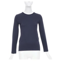 THE ROW black long sleeve seam back soft cotton jersey basic crew neck top XS