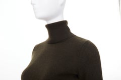 VINCE dark green cashmere rollneck side slit asymmetrical hem sweater XXS