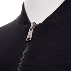 EMPORIO ARMANI Reversible black cotton full zip silver logo bomber jacket XL