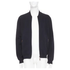 EMPORIO ARMANI Reversible black cotton full zip silver logo bomber jacket XL