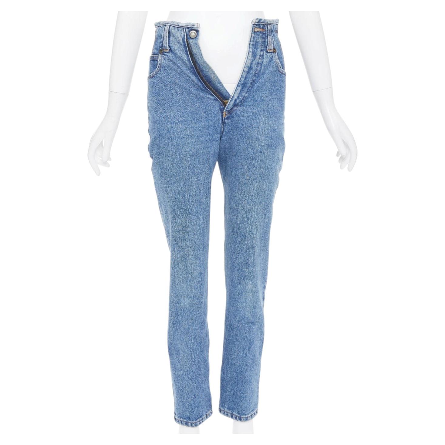 Pre-owned Fiorucci Vintage Washed Blue Panelled High Waisted Slim Straight Jeans 26" S