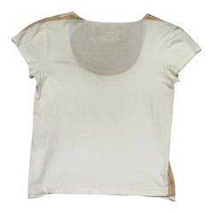 Maison Margiela MM6 Nude White Two Tone Scoop Neck T Shirt Top Size S