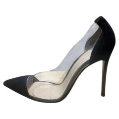 Gianvito Rossi Plexi Clear PVC Black Suede Pointed Heels UK 5