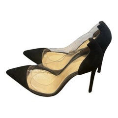 Gianvito Rossi Plexi Clear PVC Black Suede Pointed Heels UK 5