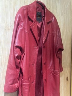 Vintage LNR Red Leather Jacket 90s Boxy Fit Button Front