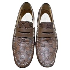 Gucci Guccissima Leather Penny Loafers Brown Made in Italy