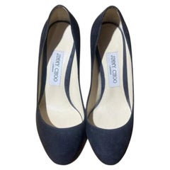 Jimmy Choo Suede Court Shoes Black Block Heel Pumps Designer UK 5