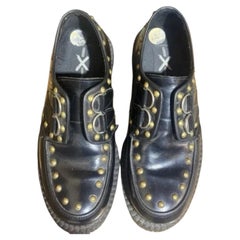 Ashish x Underground Black Leather Studded Creepers Platform Punk Goth