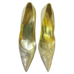 Terry de Havilland Gold Metallic Heels Pumps EU 40 UK 7 Pointed Toe Stiletto