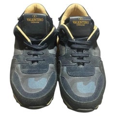 Valentino Garavani Trainers Navy Blue Camo Studded Sneakers EU 37 UK 4