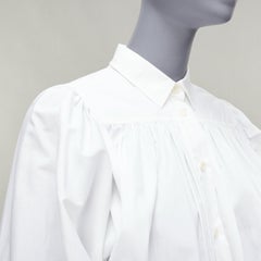 MARNI white cotton drawstring hem puff sleeve cropped blouse IT36 XXS