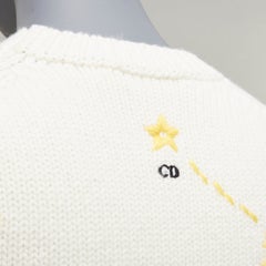 DIOR 2023 cream virgin wool cashmere Scorpio Zodiac cropped sweater top FR34 XS
