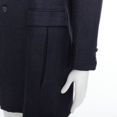 GIULIANO FUJIWARA 100% wool navy panelled lapel long coat IT46 S