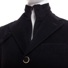 CORNELIANI black extrafine virgin wool layered collar coat IT44 XS
