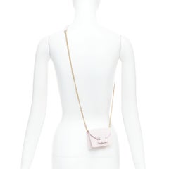 CELINE Triomphe lilac leather logo cardholder on chain crossbody bag