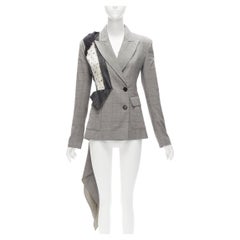 Monse giacca blazer asimmetrica drappeggiata in lana e cotone grigio US0 XS