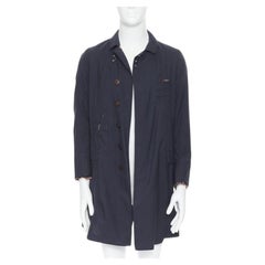 THE SOLOIST TAKAHIRO MIYASHITA navy cotton deconstructed curved seams coat S
