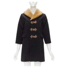 GUCCI KIDS black beige anchor knots faux shearling Teddy coat 8Y