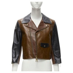 LOUIS VUITTON 2022 Tattoo Monogram cropped calfskin leather biker jacket FR43 XS