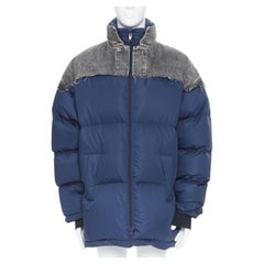 BALENCIAGA 2018 Fake Layering blue grey denim oversized puffer jacket XS