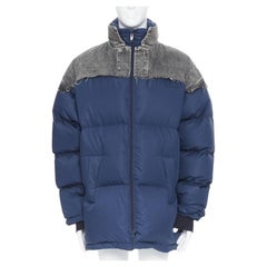 BALENCIAGA Demna 2018 Fake Layering navy washed denim down puffer jacket S