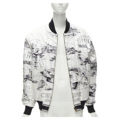 CELINE Hedi Slimane Runway Casaque white silk foulard reversible bomber FR34